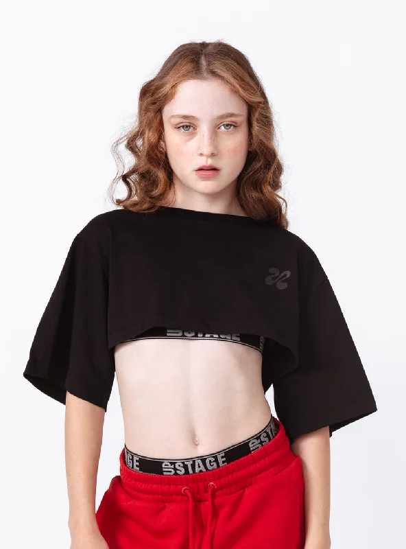 Girls Improv Crop Top Black Elegant Women's Formal 