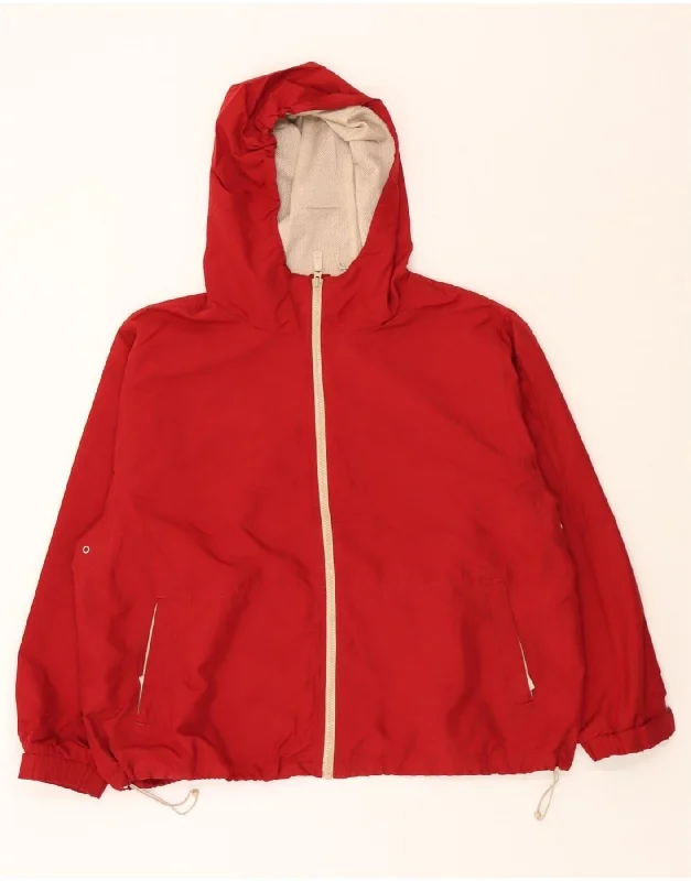 EDDIE BAUER Womens Hooded Rain Jacket UK 20 2XL Red Polyester Preppy Women's College EDDIE BAUER Womens Hooded Rain Jacket UK 20 2XL Red Polyester Preppy Women's College