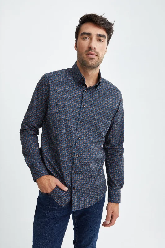 Teal Scotch Print Woven Shirt Compression