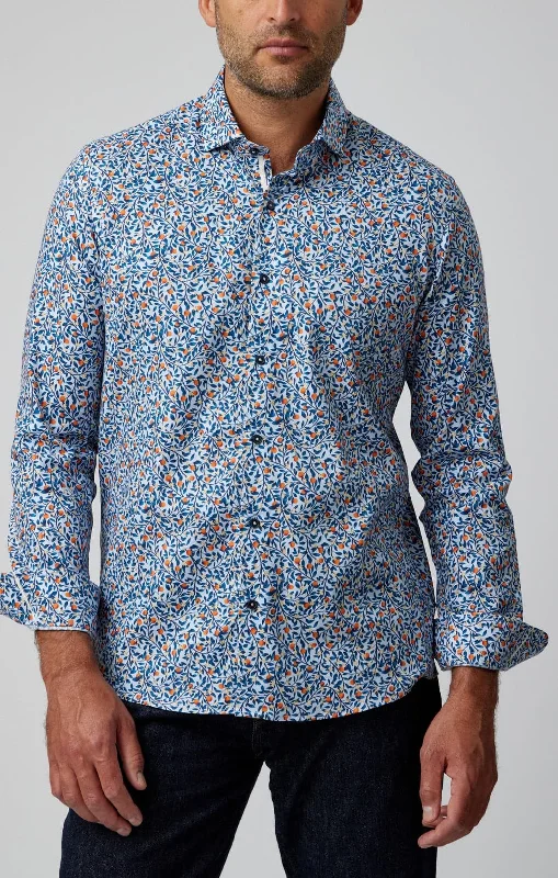 Light Blue Orange Trees Long Sleeve Shirt Sharp Women's Italian