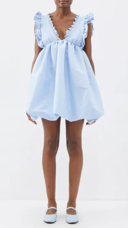 Kika Vargas Caroline V-neck ruffled taffeta mini dress Women