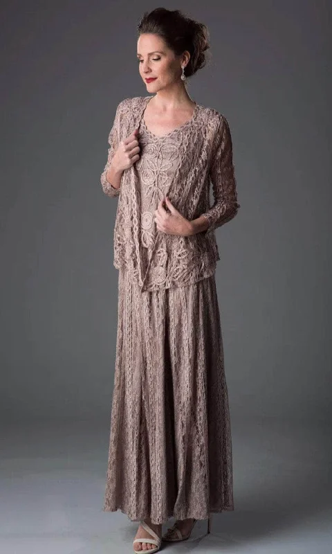 Soulmates 1602 - Embroidered Circle Skirt Three Piece Gown Monochromatic All - in - one Soulmates 1602 - Embroidered Circle Skirt Three Piece Gown Monochromatic All - in - one