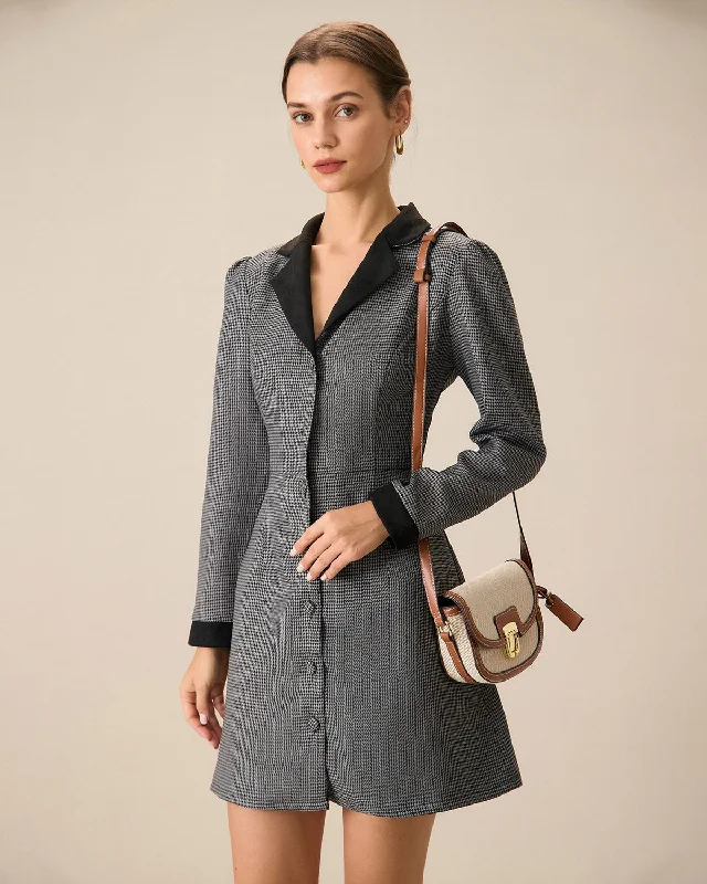 Women's Grey Plaid Contrasting Mini Dress Cool Women's Skate