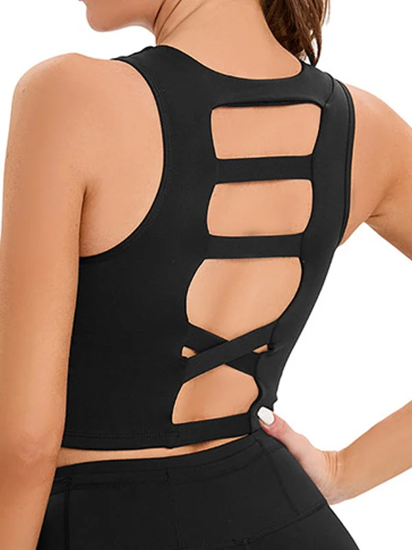 ZASUWA Female Hollow Out Cross Back Sports Bras Dapper Women's 1920S