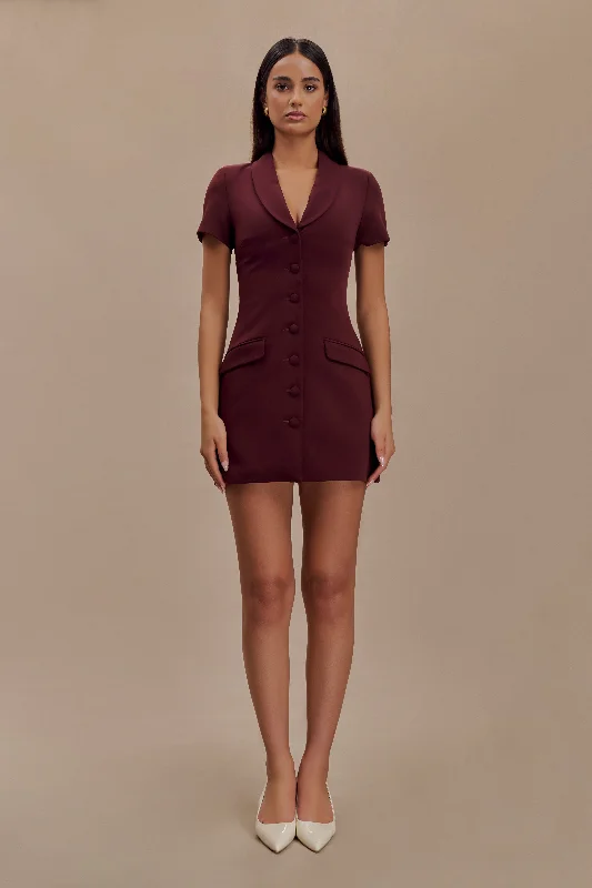 Paolina Collared Suiting Mini Dress - Plum Contemporary 