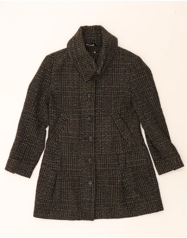 STREET ONE Womens Overcoat UK 14 Medium Black Check Acrylic Laid - back Women's Style STREET ONE Womens Overcoat UK 14 Medium Black Check Acrylic Laid - back Women's Style