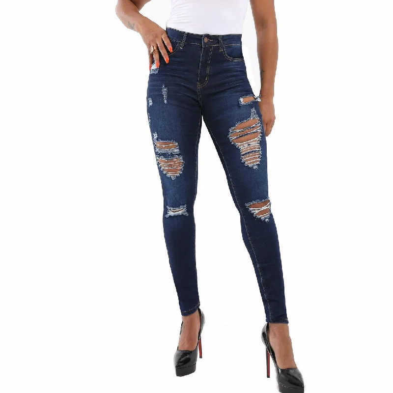 Skinny Hip-Hugging Ripped Jeans Wholesale Womens Clothing Rugged Women's Outdoor 