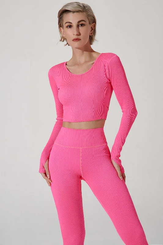 Sanija Long Sleeve - Hot Pink Geometric