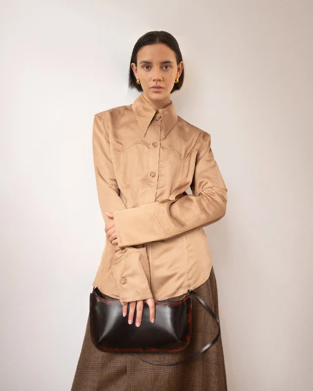 Camilla Shirt Satin Twill Tan Youthful Women's Anime - inspired