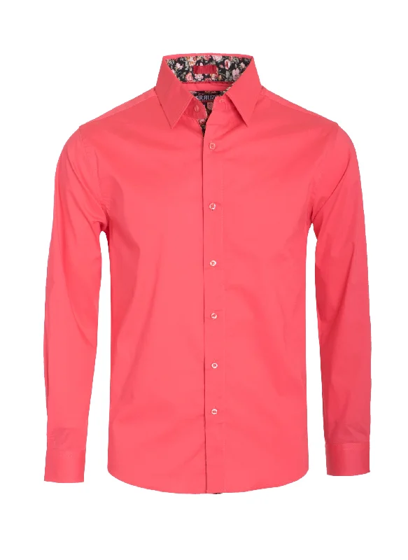 Coral Solid Cotton-Stretch L/S Shirt (4030) Athletic Women's 