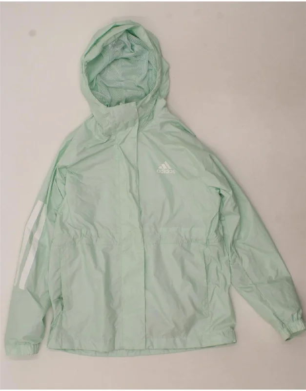 ADIDAS Womens Oversized Hooded Rain Jacket UK 10 Small Turquoise Polyester Polished Women's Silk ADIDAS Womens Oversized Hooded Rain Jacket UK 10 Small Turquoise Polyester Polished Women's Silk