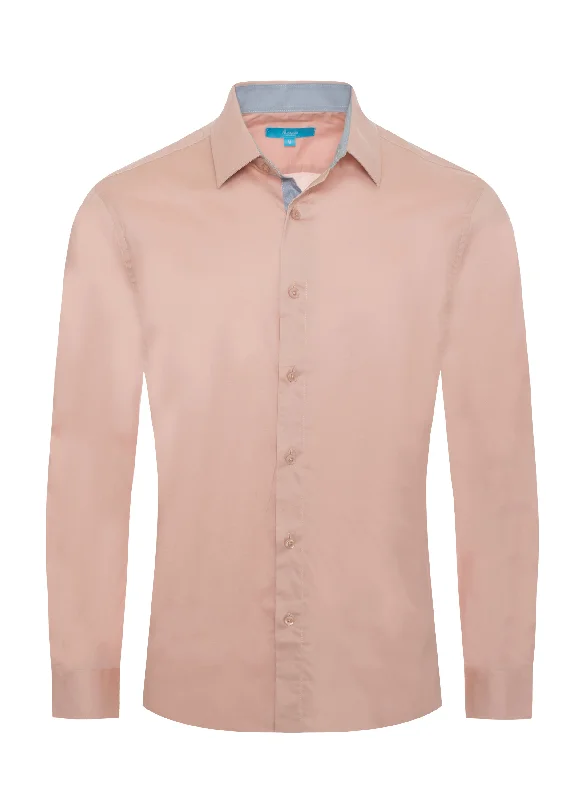 Long sleeve, Cotton-Stretch Shirt in Lavander Monochromatic Office Style