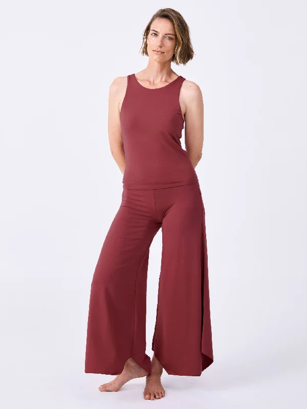 Modal Tulip Flare Pant - Earth Red Earthy Women's Hemp - based