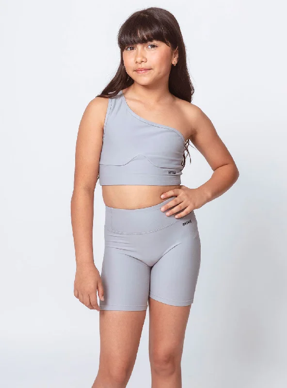 Girls Solo Shoulder Top Grey Earthy Women's Hemp - based