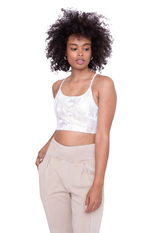 Mono B Camo Gold Microdot Foil Adjustable Sports Bra AT3036 Modern Women's 