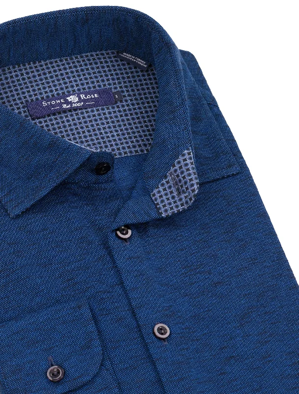 Navy Flame Knit Long Sleeve Shirt Gym