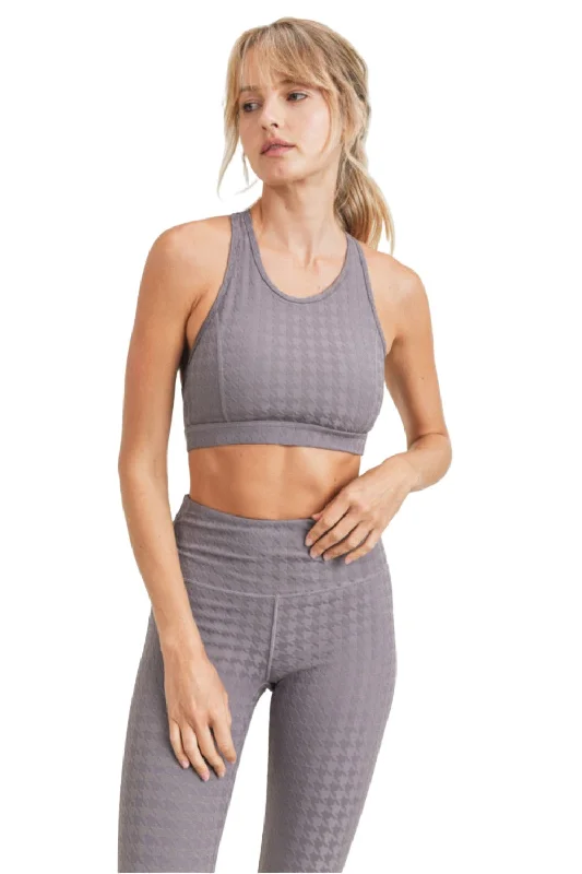 Mono B Houndstooth Jacquard TACTEL® Sports Bra AT8042 Laid - back Women's Style