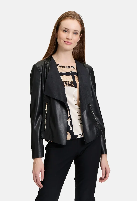 Leather Style Blazer Jacket Relaxed Women's 