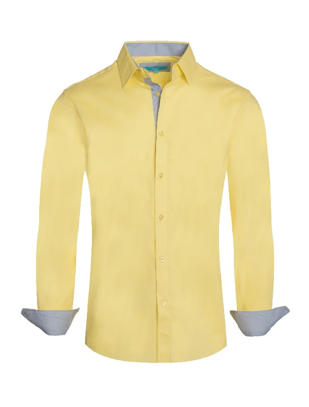 Yellow Solid Cotton-Stretch L/S Shirt (4020) garde