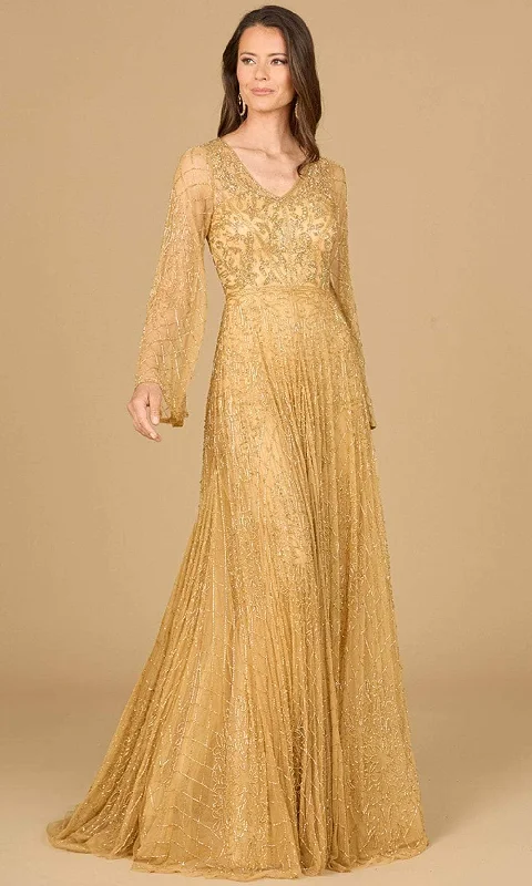Lara Dresses 29115 - Flare Sleeve Embellished Gown Laid - back Women's Style