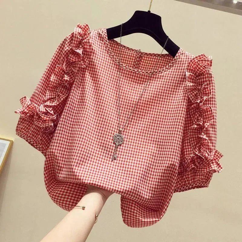 Plaid Ruffled Women Top Edgy Women's Punk