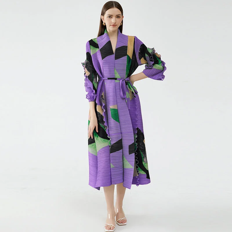 Loose Hem High Stretch Pleated Printed Dress Wholesale Dresses Polished Women's Silk Loose Hem High Stretch Pleated Printed Dress Wholesale Dresses Polished Women's Silk