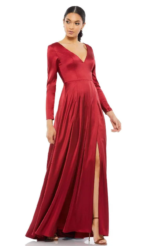 Ieena Duggal - 26613 Long Sleeves Pleated A-line Gown Casual Women's Japanese 