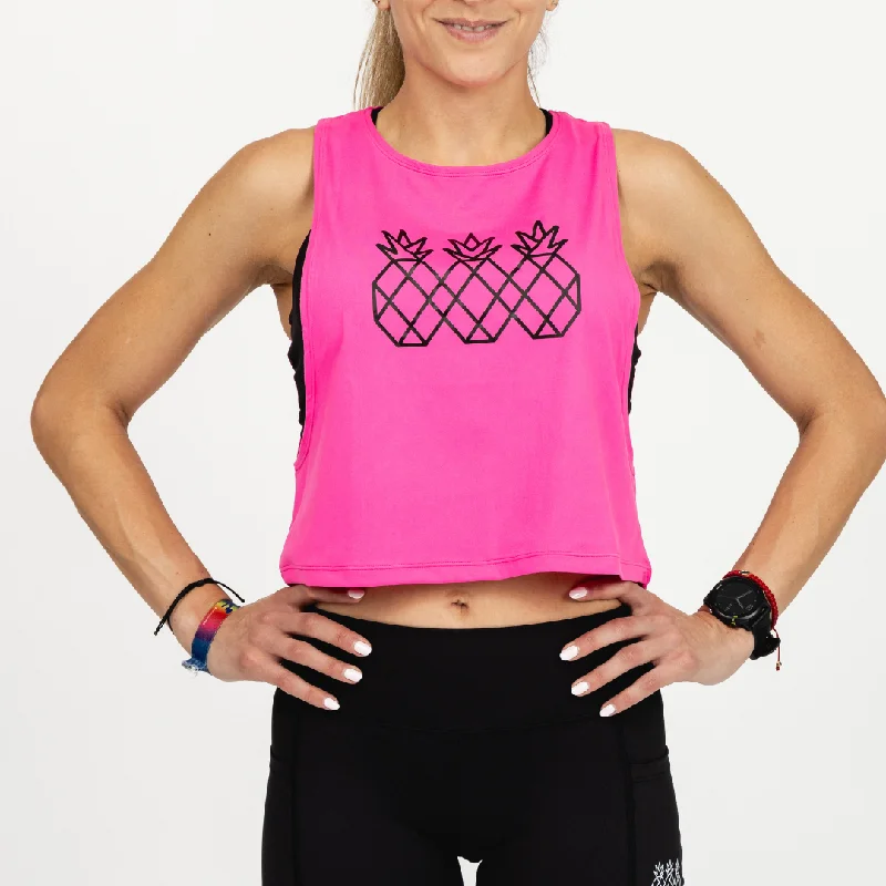 Women's Muscle Tank Crop | Hot Pink & Black Relaxed Women's Beachy