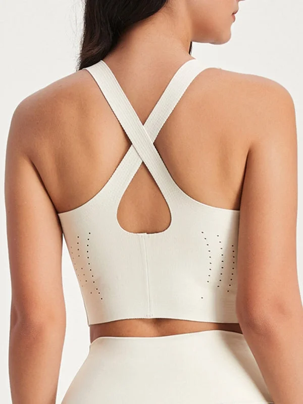 ZASUWA Female Second Skin Seamless Cross Back Sports Bras Relaxed Women's Beachy