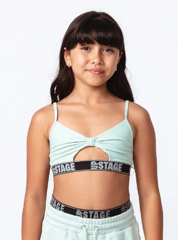 Girls Knot Stop Crop Top Mint Cool Women's Distressed