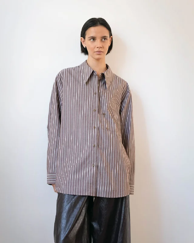 Ellis Shirt Cotton Stripe Brown Vacation