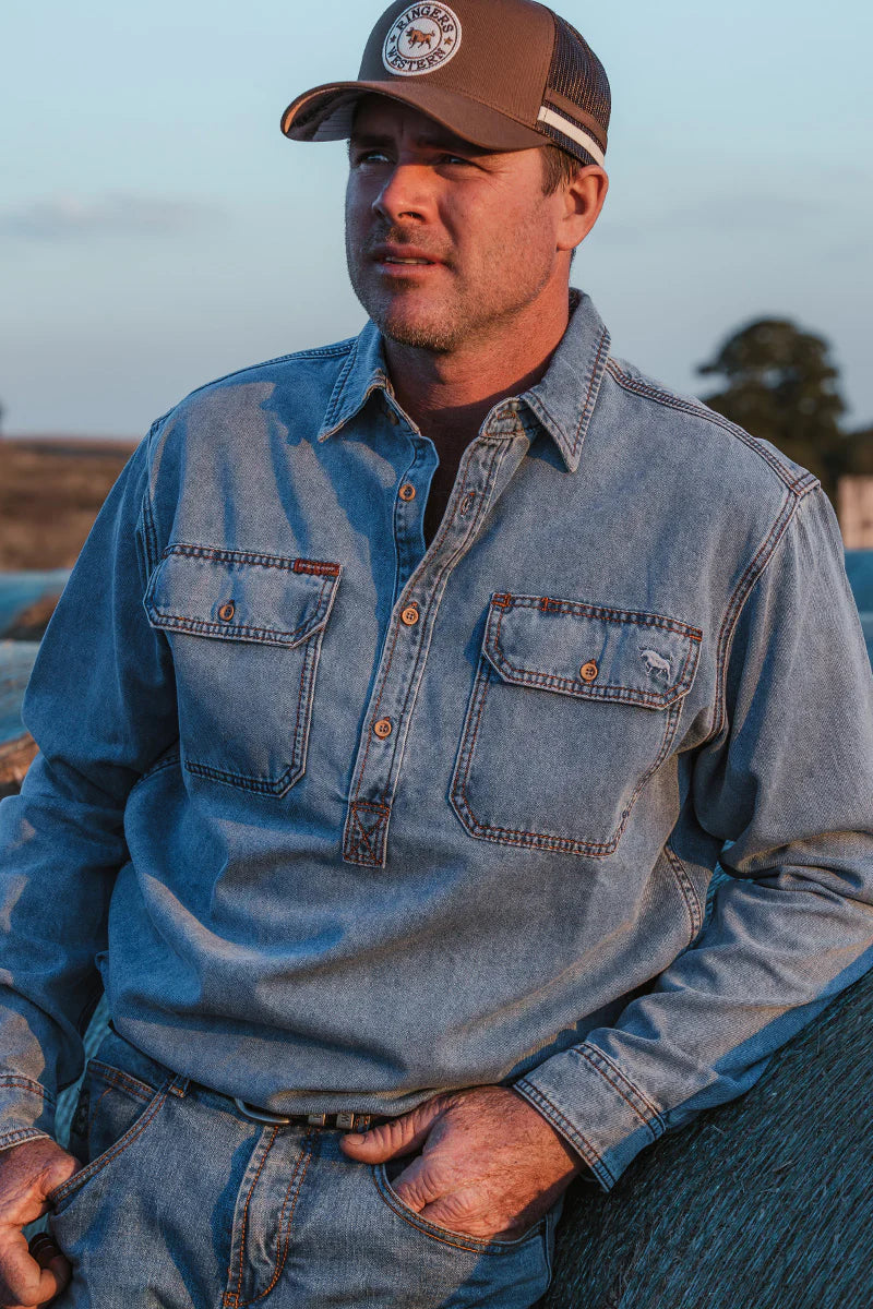 Atwood Mens Denim Half Button Street