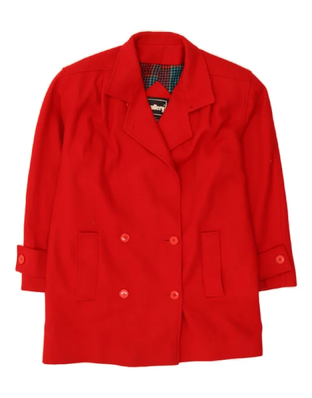 GALLERY Womens Double Breasted Coat US 10 Large Red Wool performance