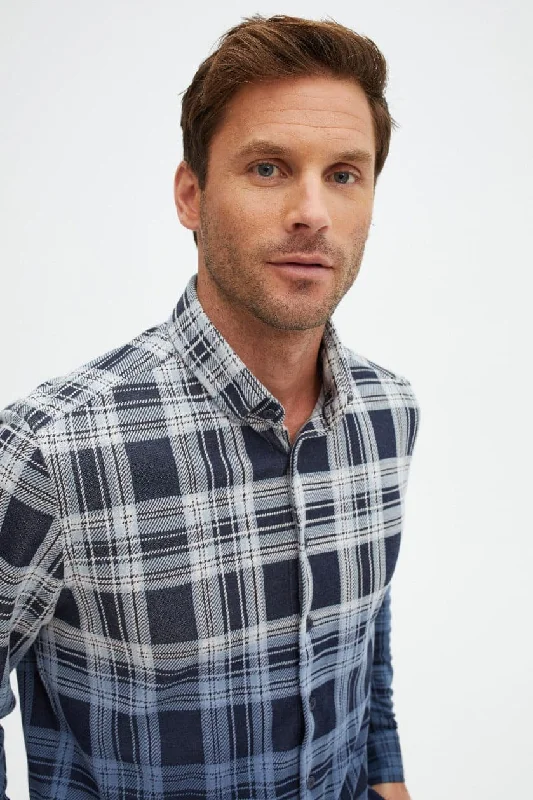 Navy Dip Dyed Knit Shirt Street