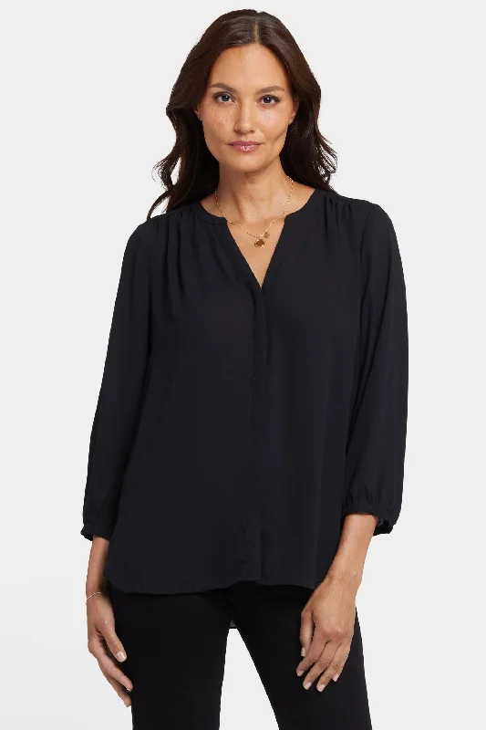 Pintuck Blouse - Black Contemporary 