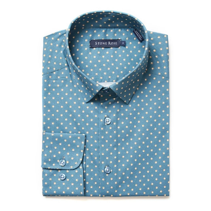 Slate Blue Painted Dot Print Shirt Athletic Women's 