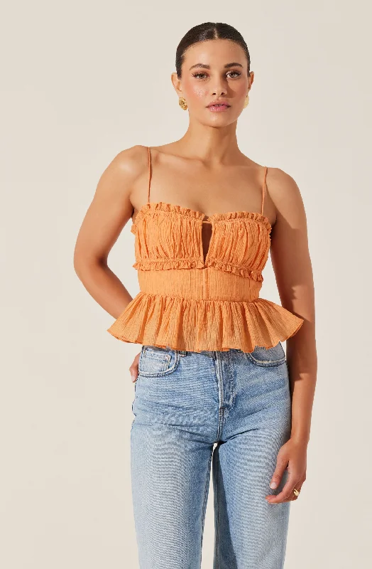 Sylvan Shirred Peplum Top Casual Women's Loose - fitting