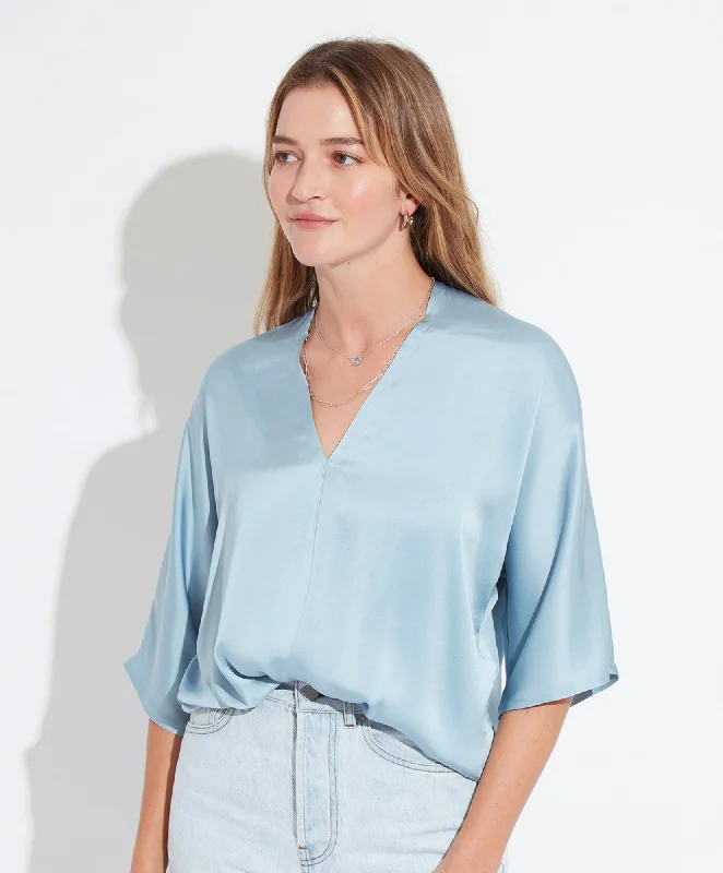Satin V Pullover Refined Women's Hand - crafted