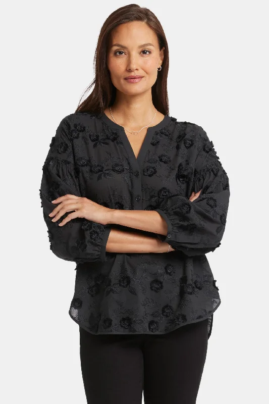 Paulina Peasant Blouse - Black Traditional Women's Wool
