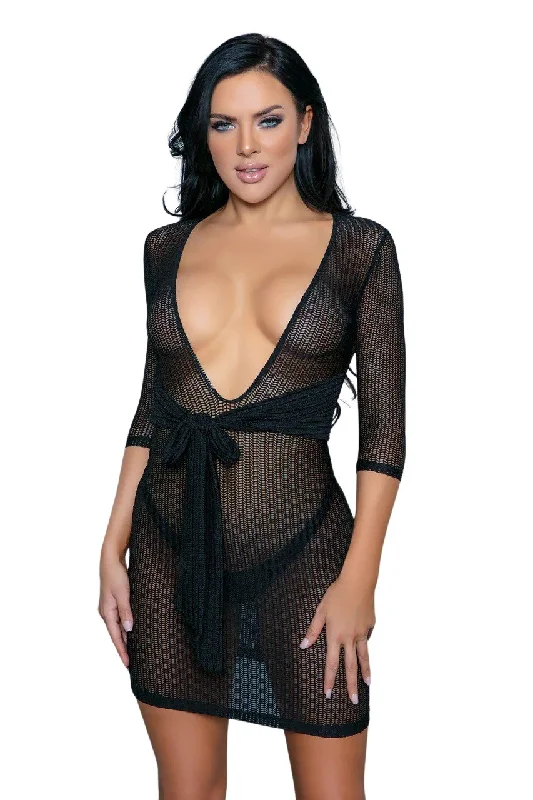 Waist-Kissed Sheer Elegance Mini Dress Relaxed Women's Beachy