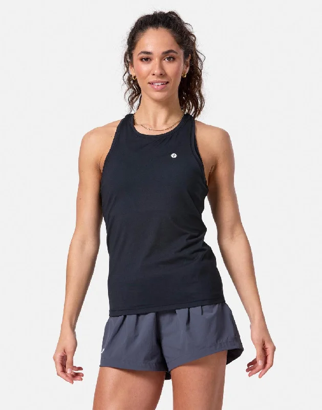 Relentless Racer Back Vest in Black Preppy Women's College