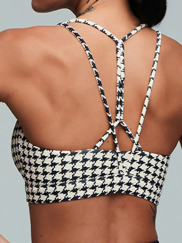 ZASUWA Female Beautiful Back V-neck Hollow Out Print Sports Bras Women