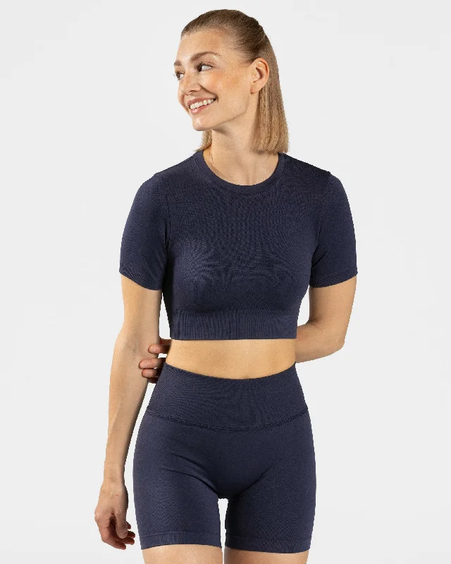 Sensation Crop Top "Dunkelblau" Dapper Women's Bow - adorned