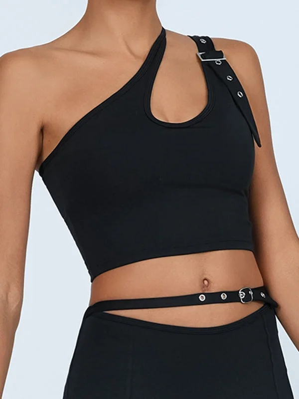 ZASUWA Female Button Cutout Cargo Style Sports Bras Minimalist Women's Casual