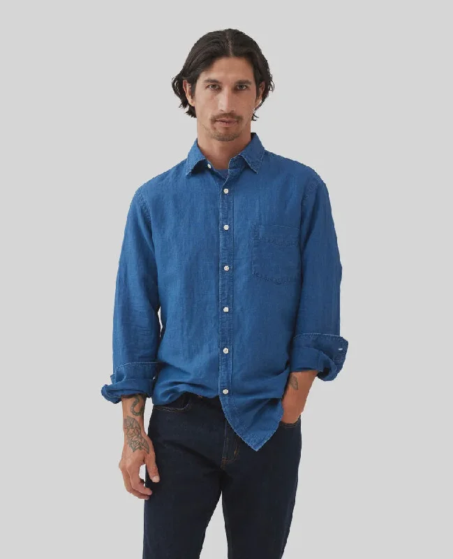 Clifton L/S Shirt - Mid Blue Minimalist Women's Casual