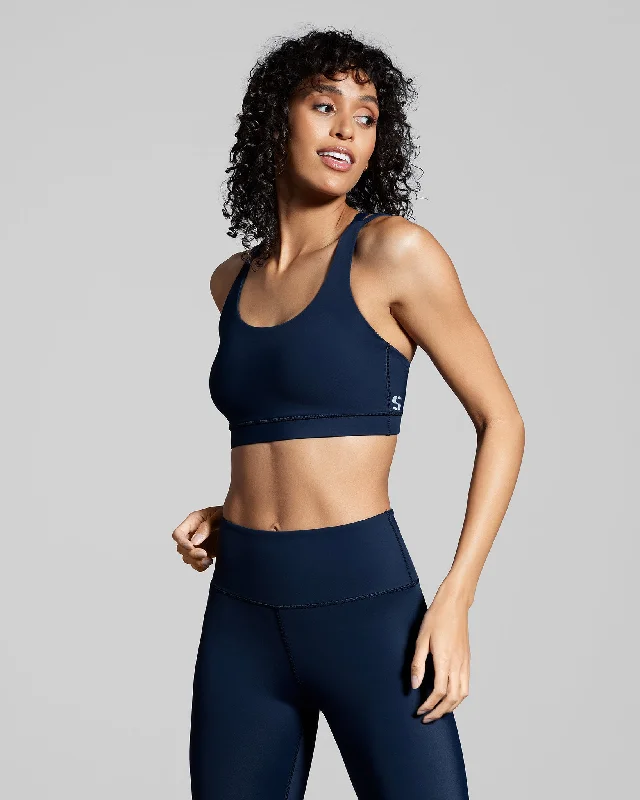 New Horizons Sports Bra - Deep Blue Sleek Women's Metallic
