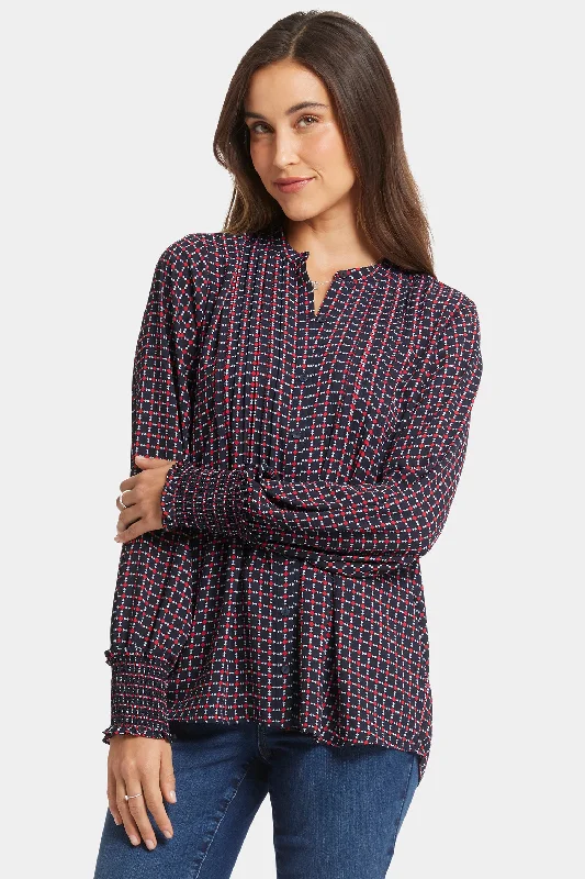 Pleated Peasant Blouse - Starlet Geo purpose