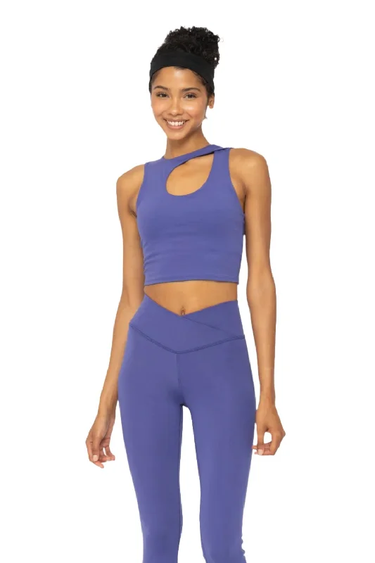 Mono B Venice Cut Cropped Bra Top AT6381 Orient Blue Australian Beach
