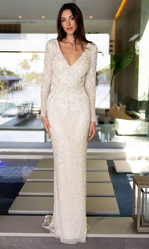 Primavera Couture 12165 - Bead Embellished V-Neck Prom Gown Youthful Women's Pop
