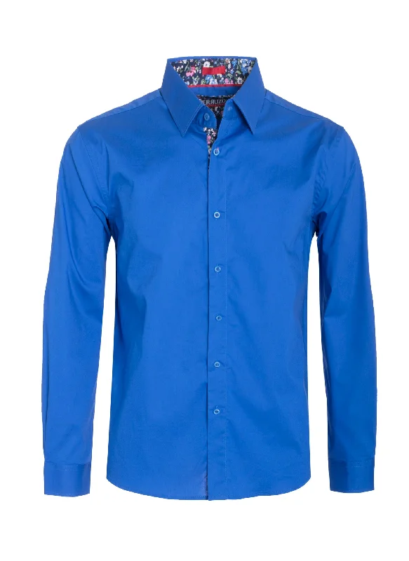 Royal Solid Cotton-Stretch L/S Shirt (4030) Classic Women's Pin - striped